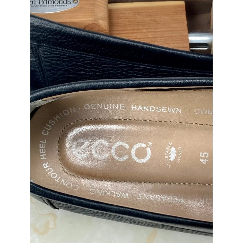 ECCO Leather Slip On Driving Loafers Mens 11-11.5 Black Classic Business Shoes